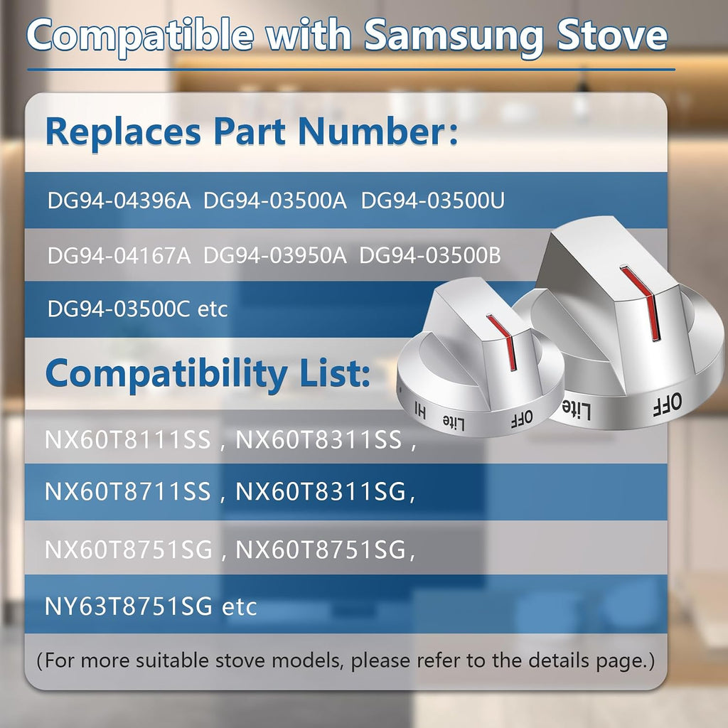 DG94-03500A/Z Stove Knobs Replace for Samsung Gas/Electric Range, 5 Pack