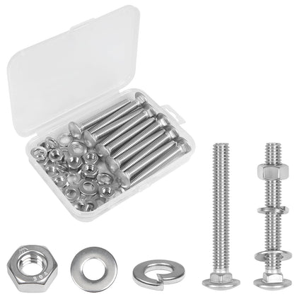 10 Sets 5/16-18 x 2-1/2" Carriage Bolts Screws, 304 Stainless Steel