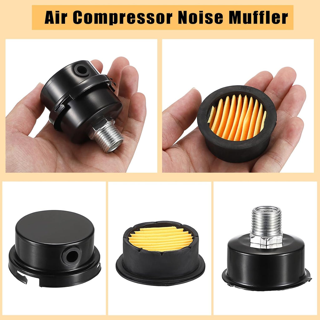 OwnMy 1 Set Air Compressor Silencer with Intake Filter, 1/2" Thread