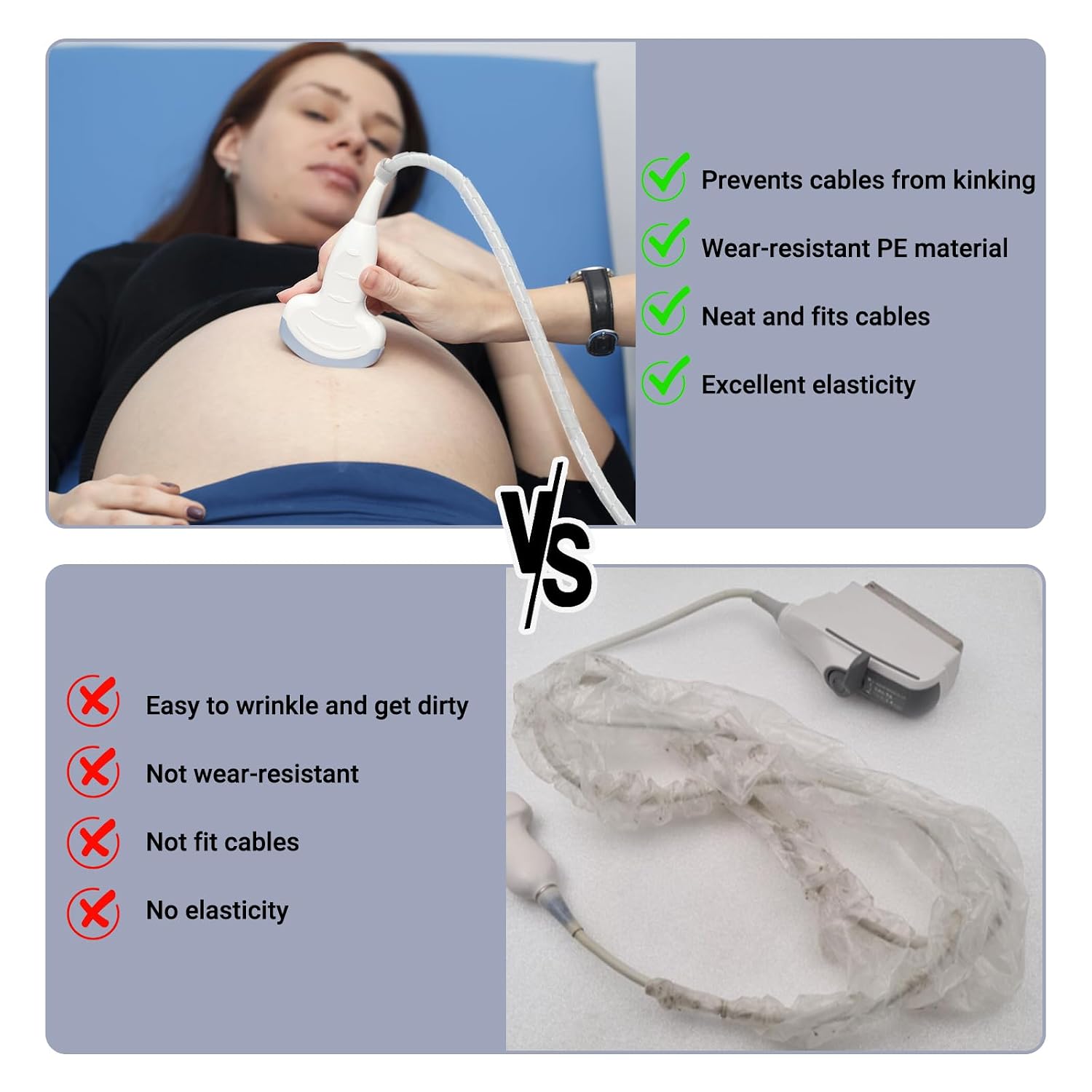 Ultrasound Probe Cable Protective Case, Durable Cover for 1/2" Circumference Cables, 23ft Length