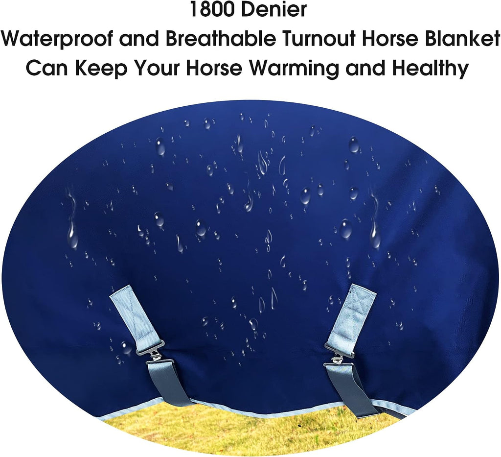1200D Winter Horse Blanket for Real Horses | Medium Weight Turnout Blanket for All Seasons | 220g | Sizes 72" 78" 81"