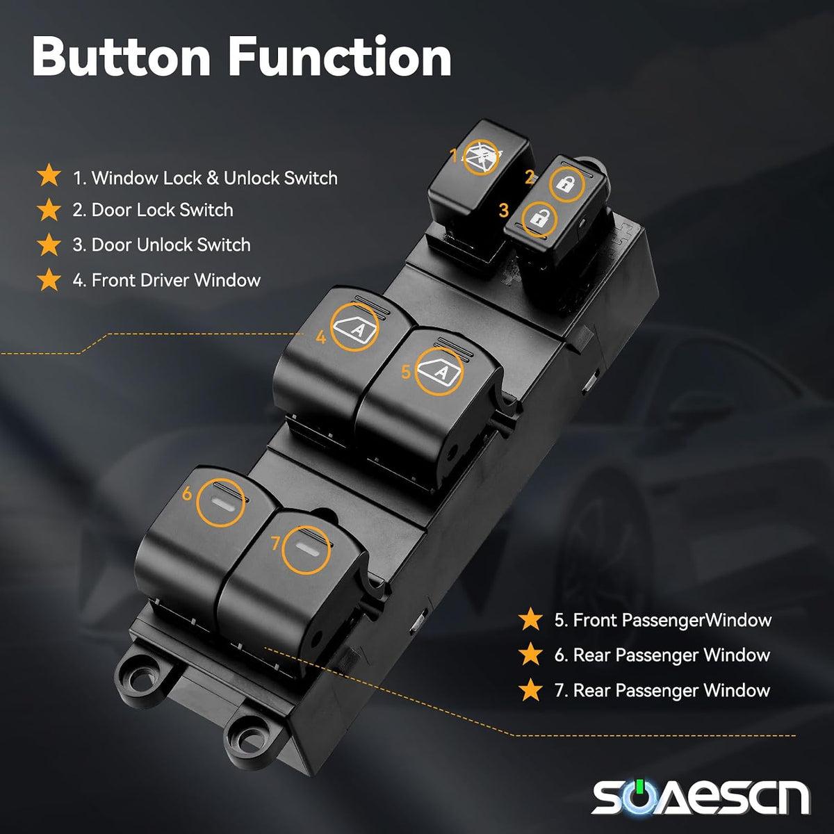 Driver Side Master Power Window Switch for 05-07 Nissan Armada, 04-15 Titan