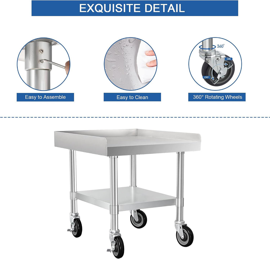 HARDURA Stainless Steel Equipment Stand with Casters 30"X24"