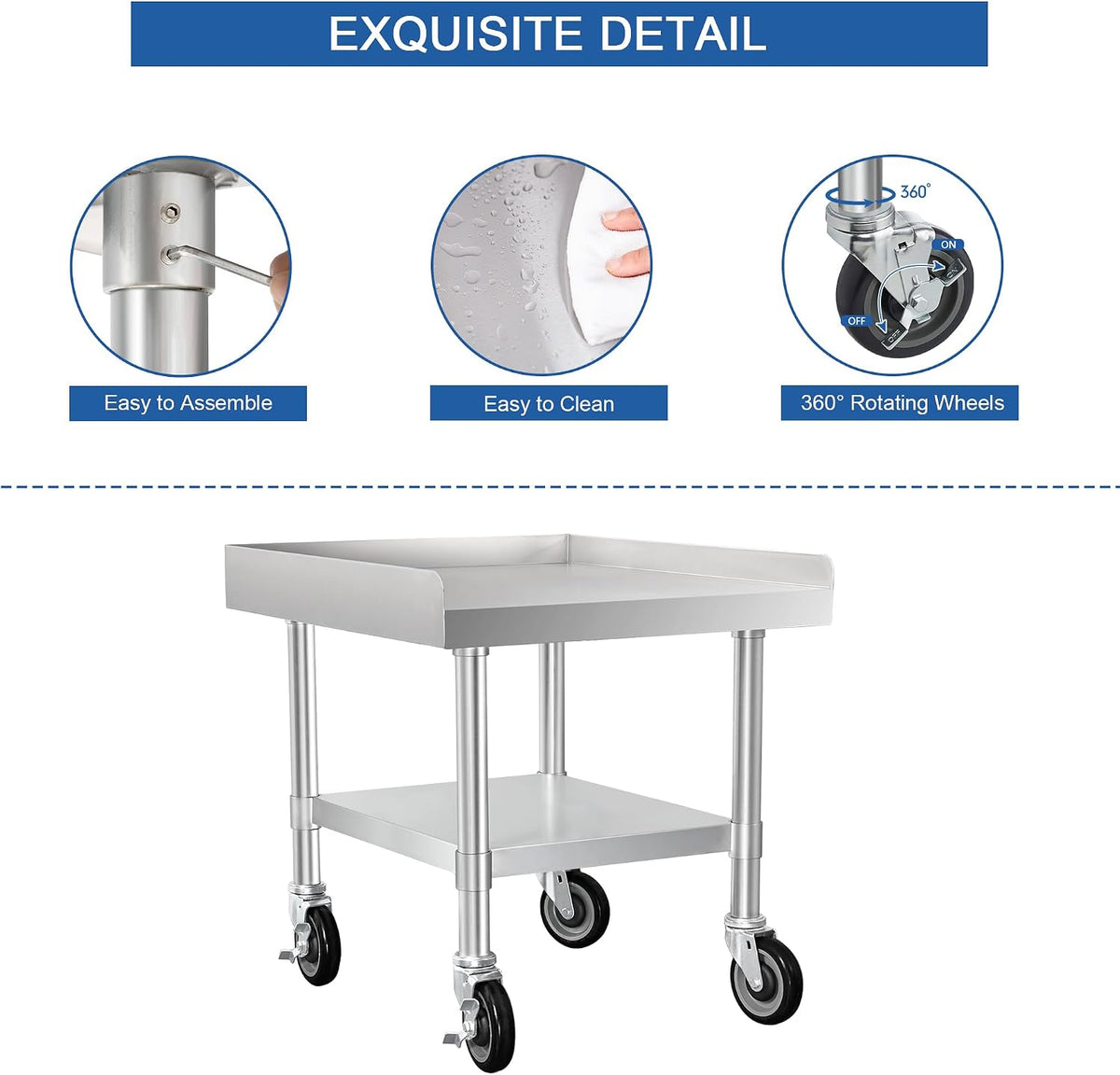 HARDURA Stainless Steel Equipment Stand with Casters 30"X24"