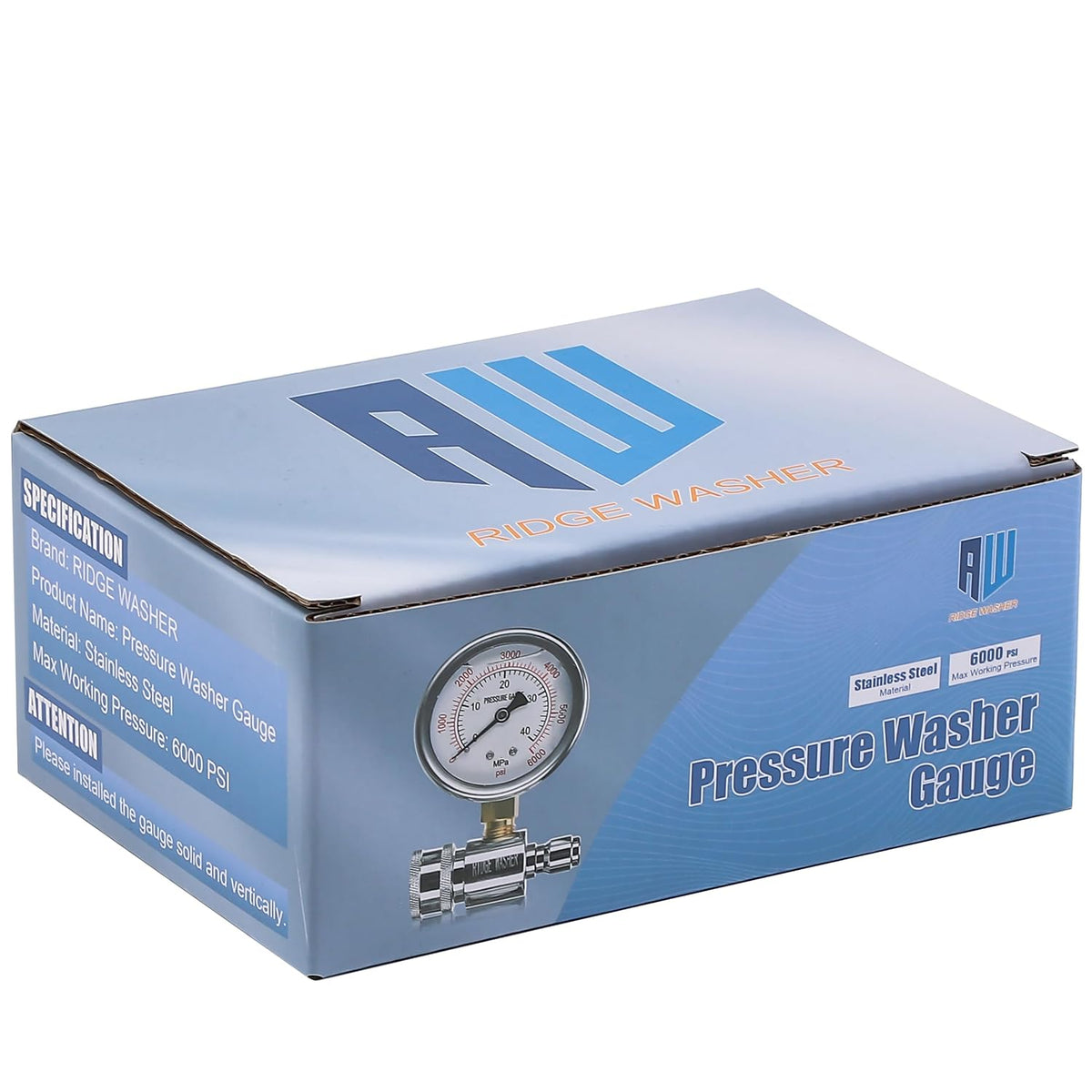 RIDGE WASHER Pressure Washer Gauge with 3/8'' Quick Connect Socket and Plug