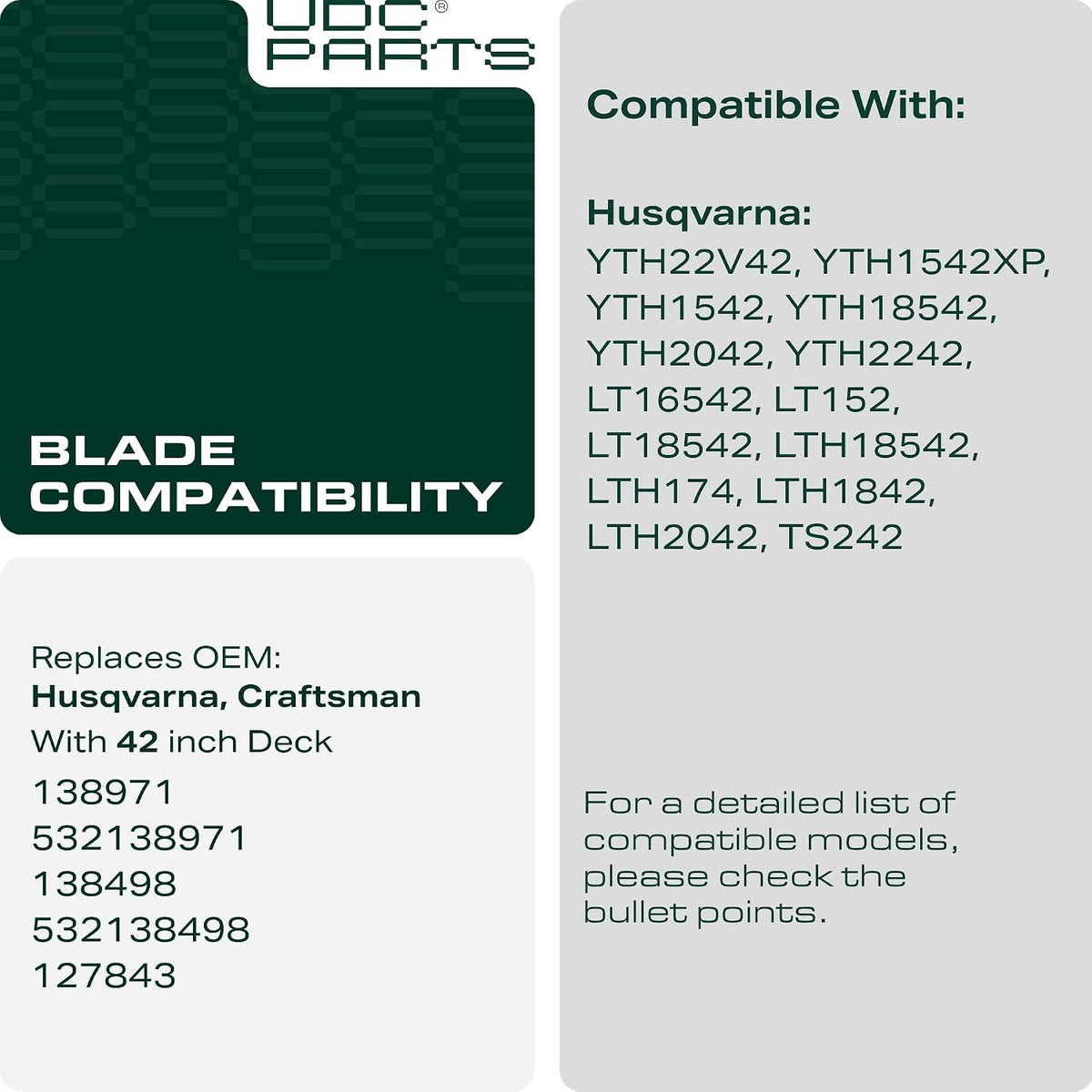 UDC Parts 532138971 138971 Craftsman 42 Inch Mower Blades Replacement