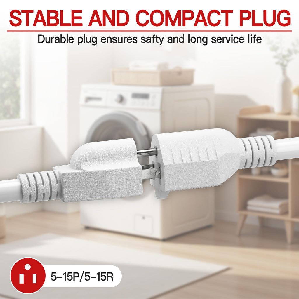 Skrizcable 16/3 Short Extension Cord 20FT 2Pc, White Extension Cord Indoor