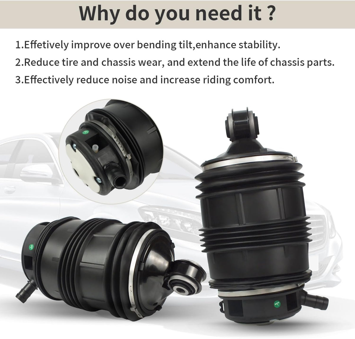 2PCS Rear Air Spring Bag Suspension Kit for Mercedes Benz 2003-2011 W211 W219 E320 E350 E500 E550 E55 AMG E63 AMG CLS500 CLS550 CLS63 AMG CLS55 AMG, Suspension Airbag 2113200725 2113200825