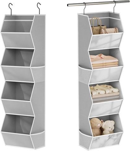 Hanging Closet Organizer 4 Shelf Collapsible Bedroom Closet Organizers and Storage Hanging with Mesh Pockets for