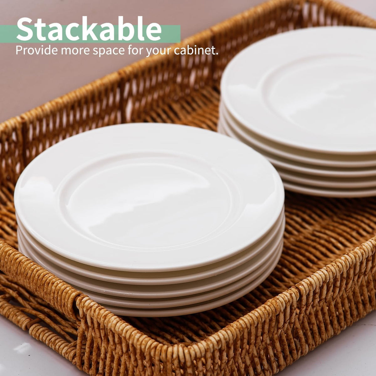 6 Inch Ceramic Appetizer Plates, White Salad Dessert Plate Set of 18