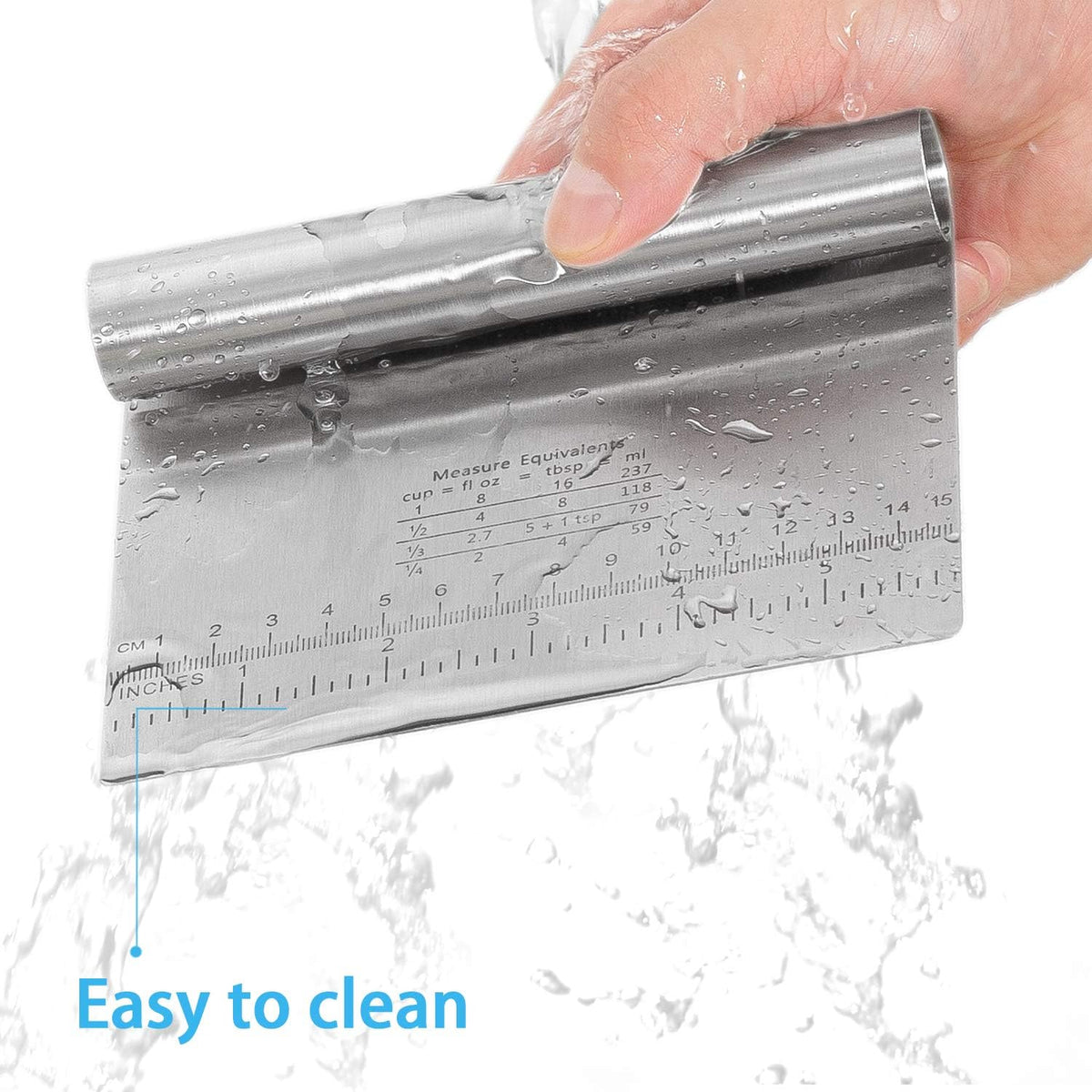 Pro Dough Pastry Scraper/Cutter/Chopper Stainless Steel Mirror Polished with Measuring Scale Multipurpose- Cake