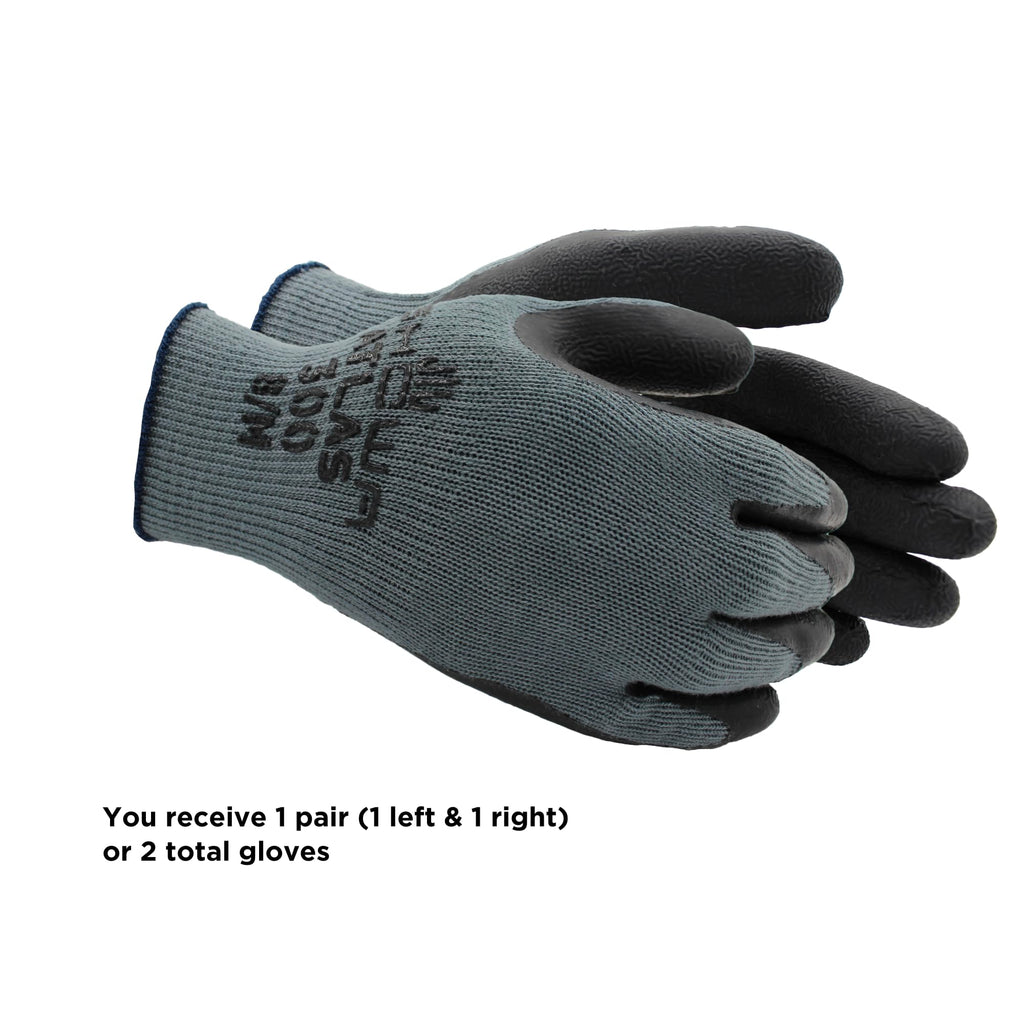 Atlas 300 Rubber Palm Work Gloves, Black, X-Large, Single Pair