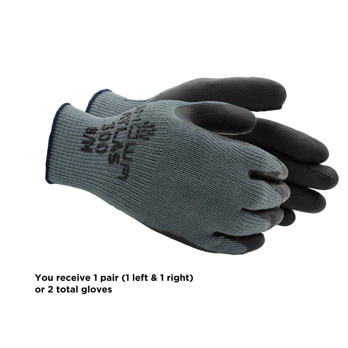 Atlas 300 Rubber Palm Work Gloves, Black, X-Large, Single Pair