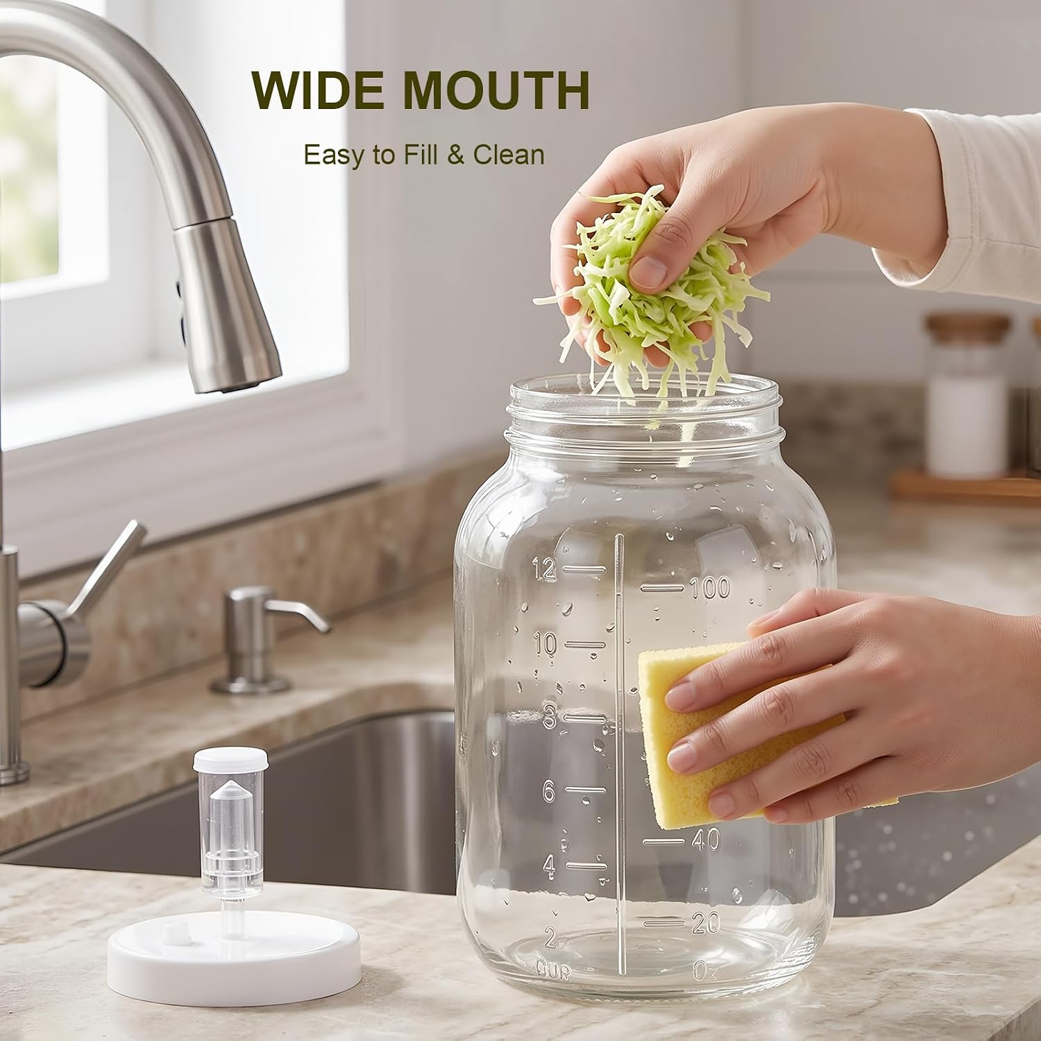 1 Gallon Large Glass Fermentation Jars with Airlock for Kombucha, Pickles | Wide Mouth Mead Making Kit, Canning Jars