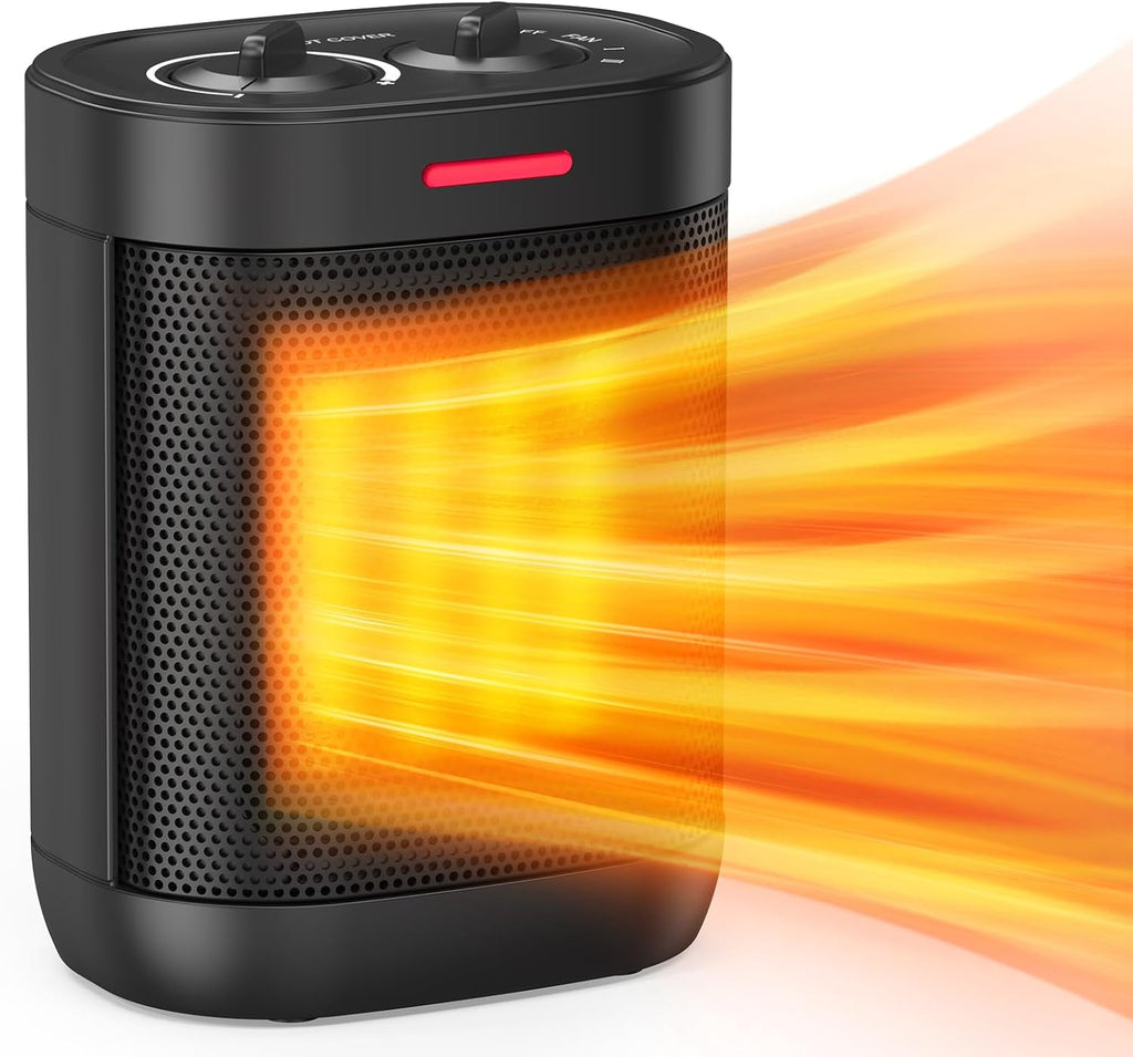 Ceramic Personal Space Heater for Office Desk & RV, 1000W/700W Low Wattage Electric Heater Under Desk, Circuit