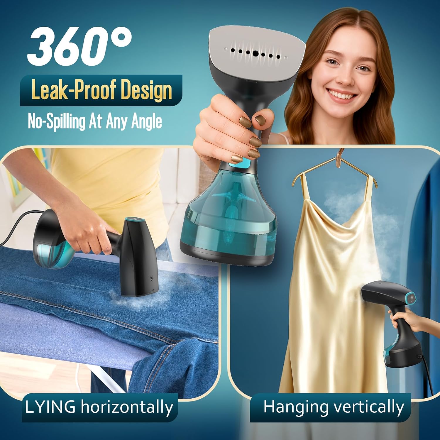 Steamer for Clothes - 1900W Strong Penetrating Steam & Fast Wrinkle Remover Portable Handheld Garment Steamer 3 Steam