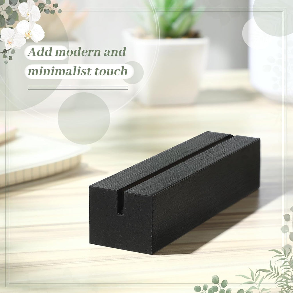 12 Pcs Wood Card Holders,Acrylic,Black,4.6x1.1x1 Inch | Guitar Shaped Stands for Table Numbers, Wedding Party
