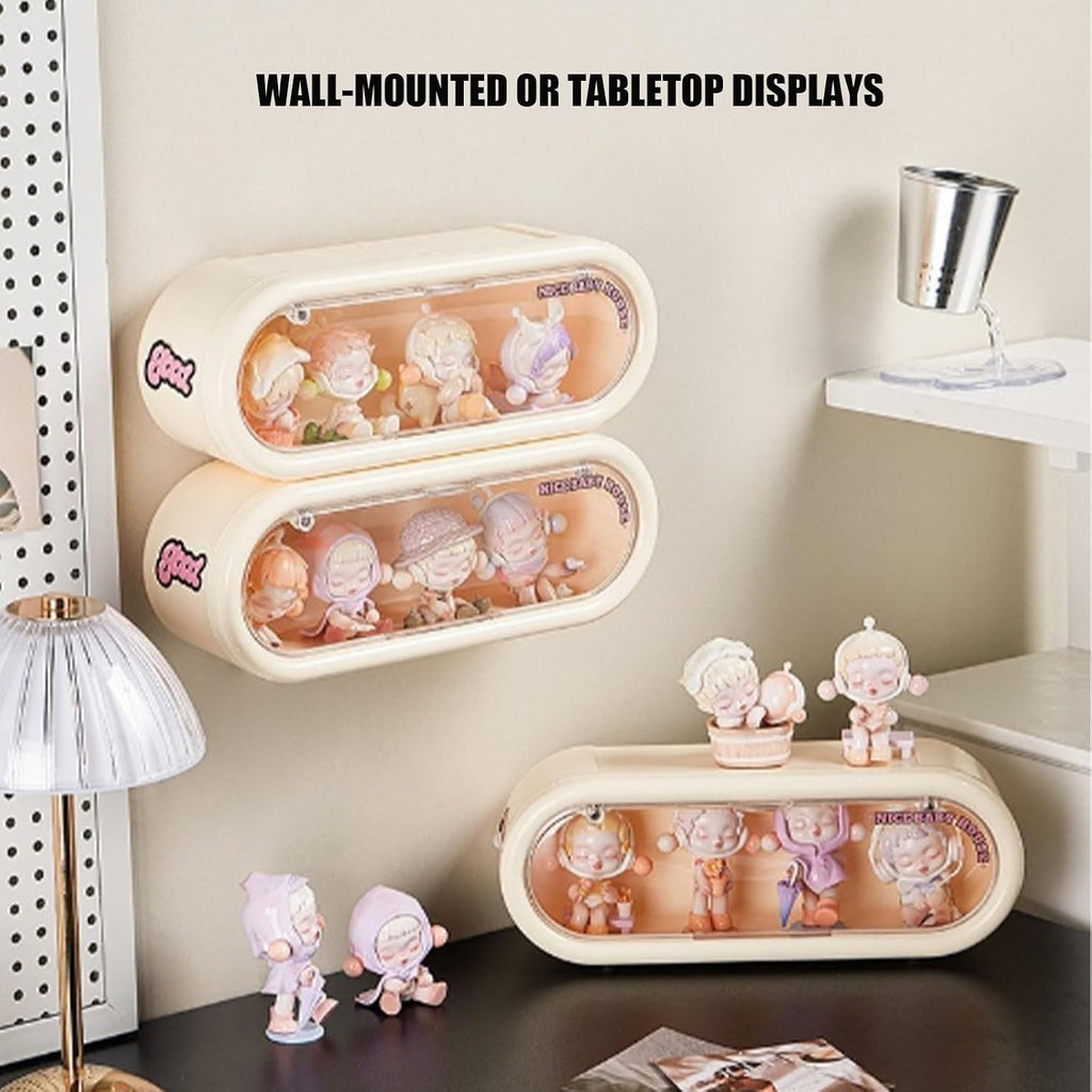 Clear Acrylic Display Case for Figures, Wall Mounted or Desktop Display Box Stand for Collectibles, Dustproof Storage
