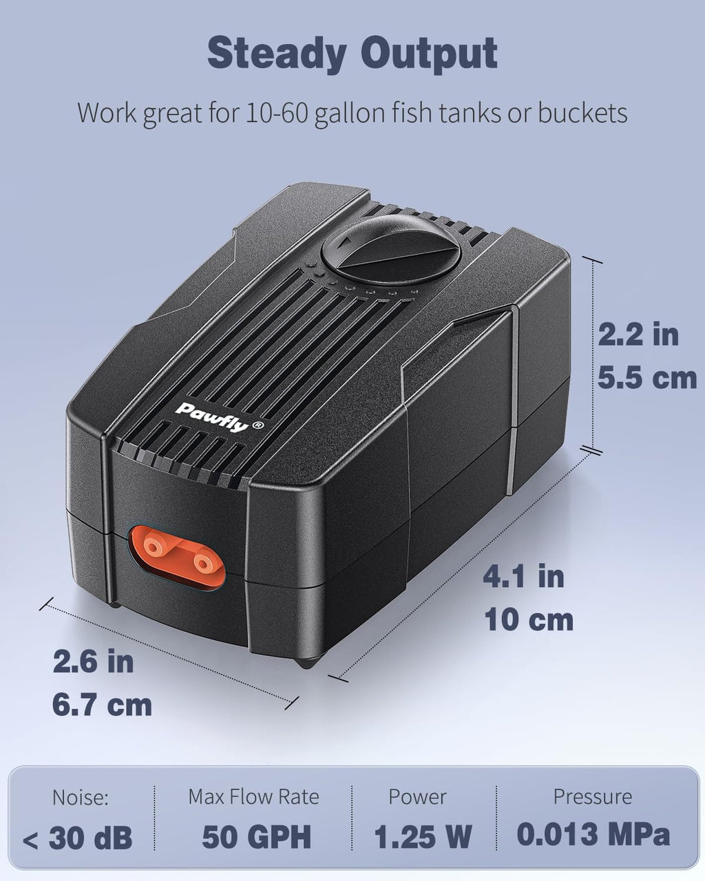 Aquarium Air Pump Oxygen Pump for 10-200 Gallon Fish Tanks Buckets Dual Outlet Adjustable Ultra Quiet Aerator Pump
