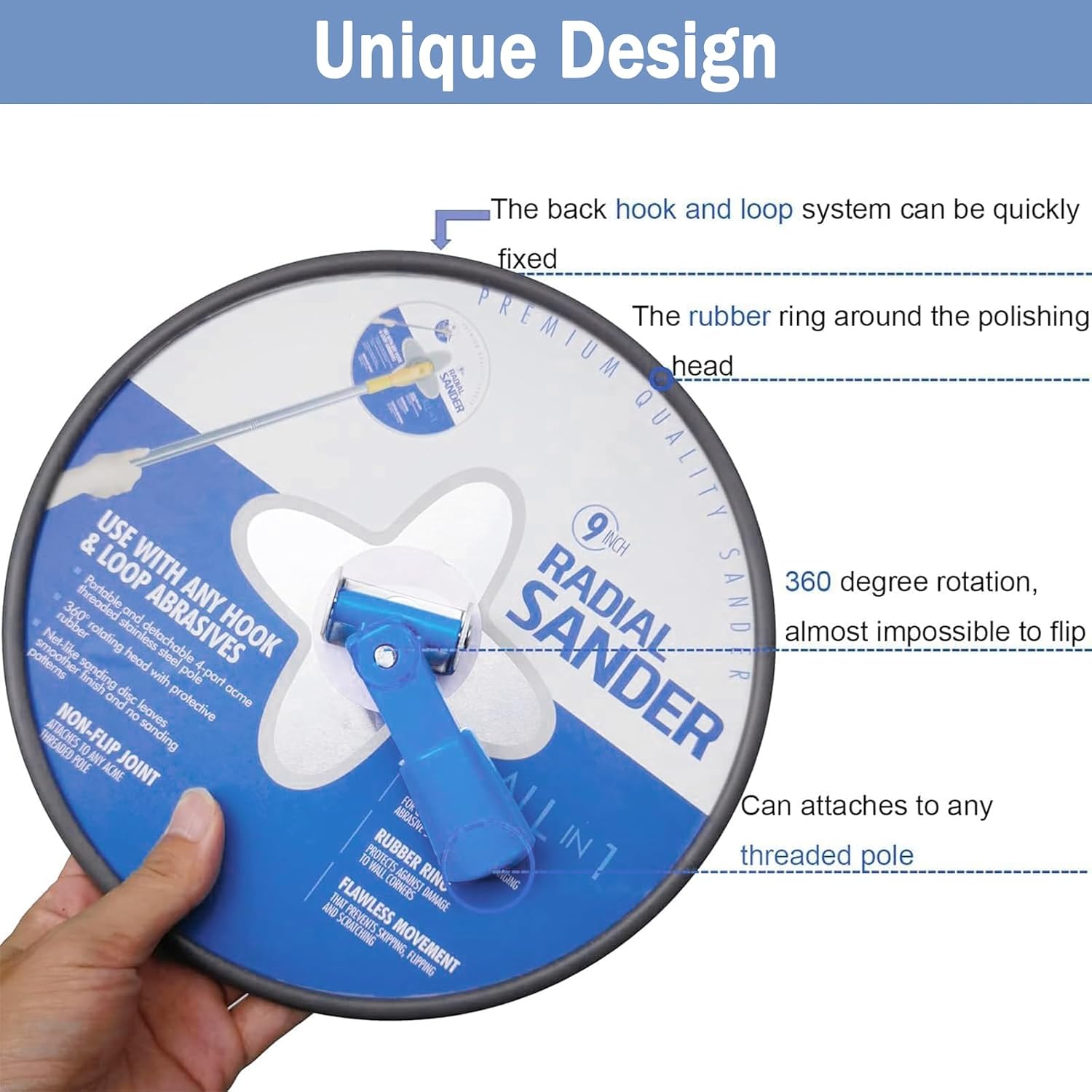 Drywall Pole Sander, Circular Sander with Adjustable Extension Pole, Manual Hand Drywall Sander for Walls and