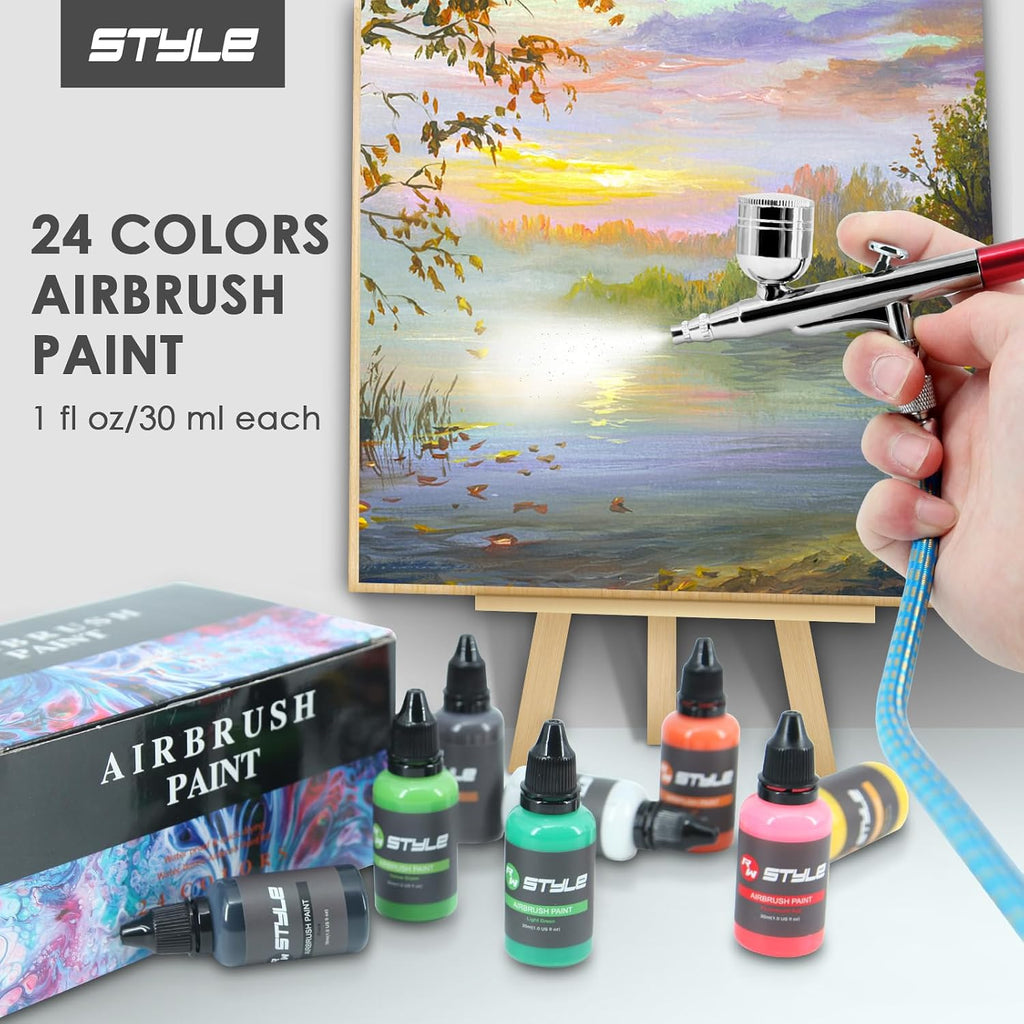 Airbrush Paint - 24 Colors Airbrush Paint Set 1fl oz, Opaque & Brilliant Colors, Leather & Shoe Acrylic Air brush