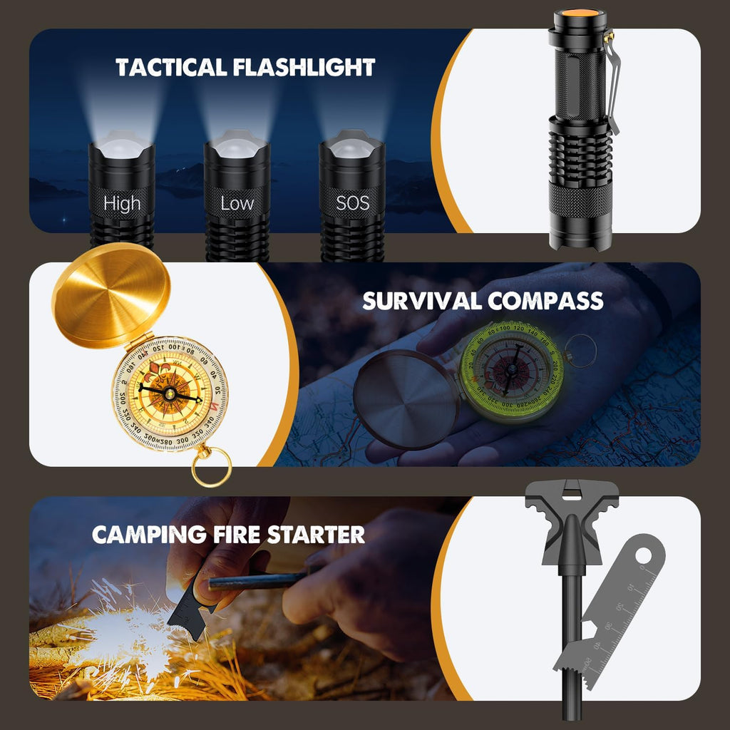 Gifts for Men Him Dad, Survival Kit and Equipment 25 Pcs, Valentines Gifts for him, Christmas Stocking