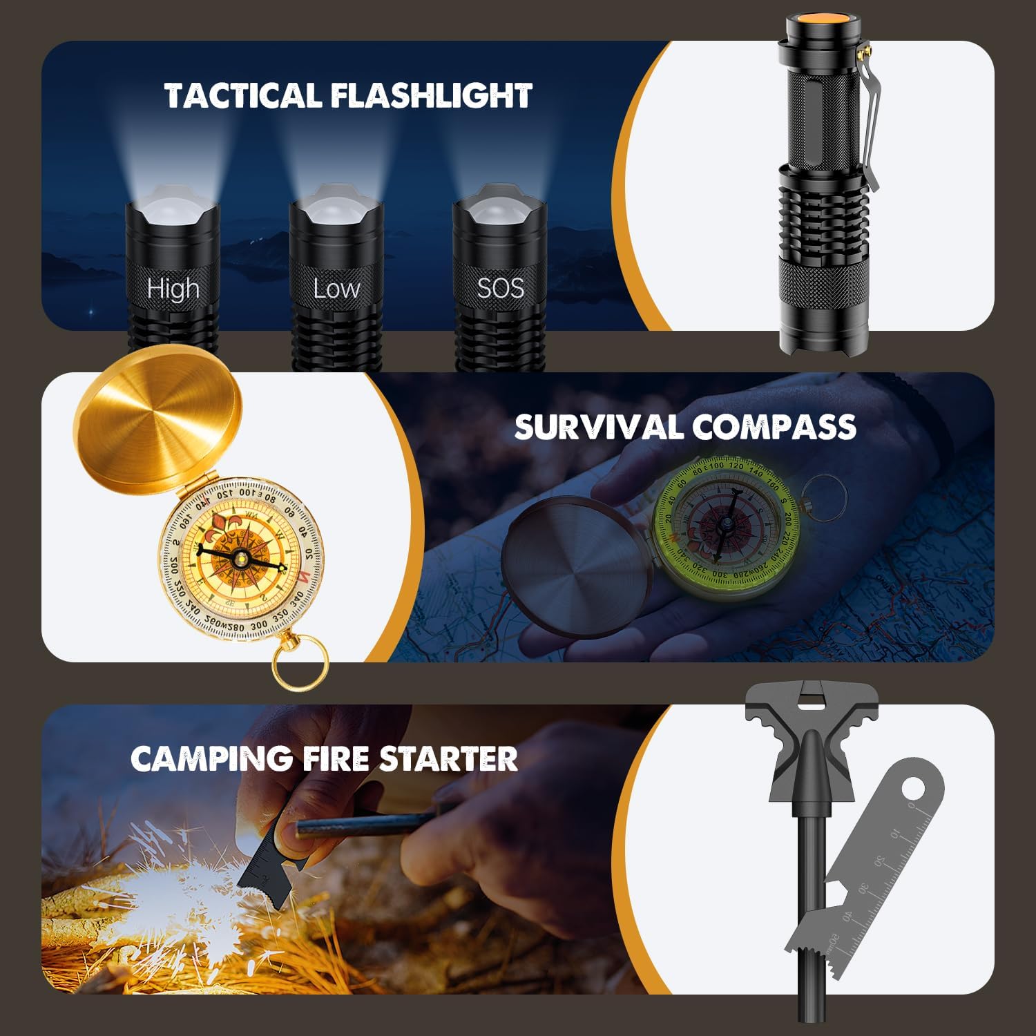 Gifts for Men Him Dad, Survival Kit and Equipment 25 Pcs, Valentines Gifts for him, Christmas Stocking