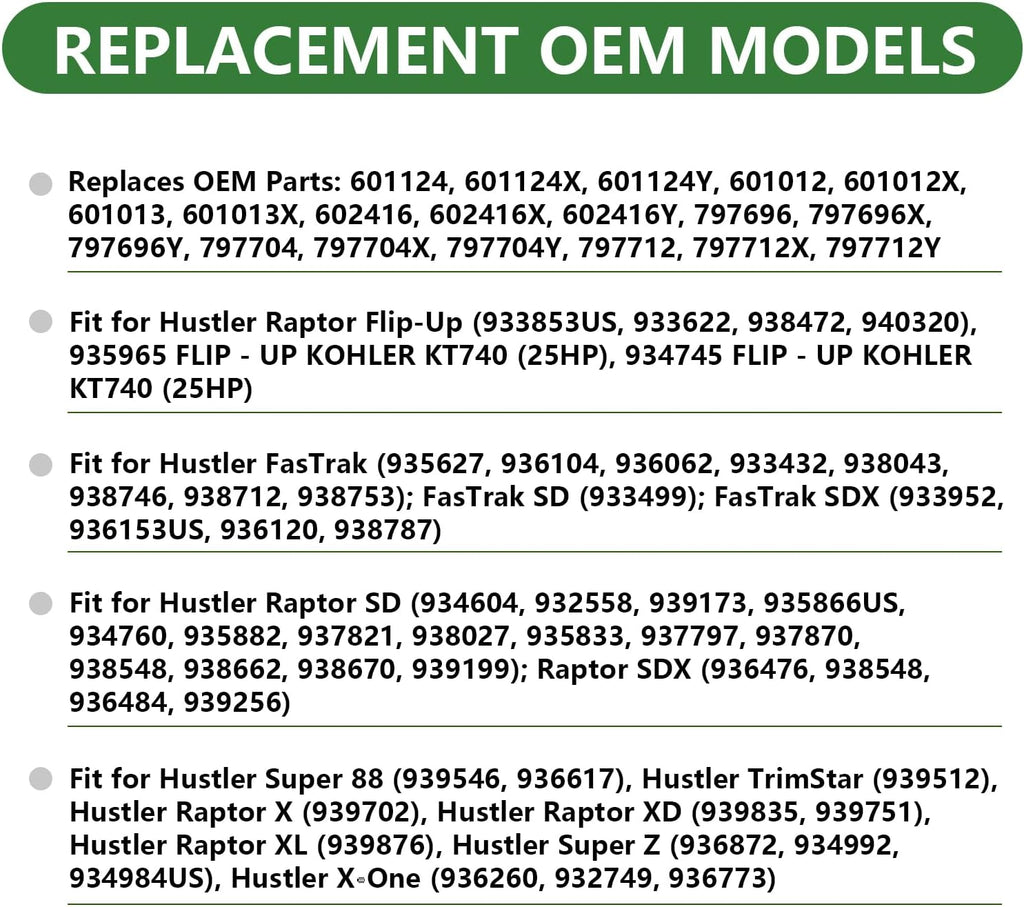 601124 Lawn Mower Blades for Hustler 54 Inch Deck Low Lift Blades Riding Mower Replacement for Fastrak SD Raptor SD