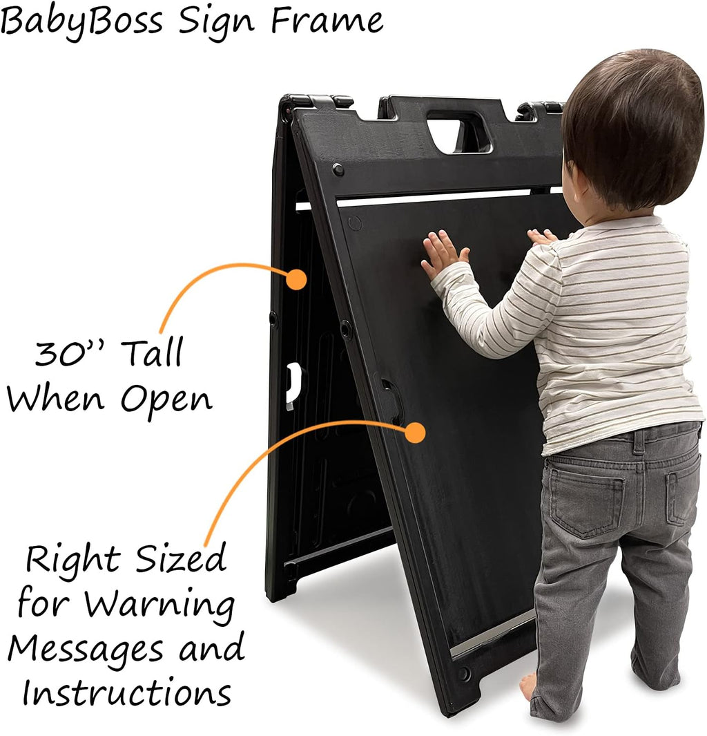 Two-Sided BabyBoss Sidewalk Sign Frame with Slide-In Feature/A-Frame Sandwich Board for 24 x 18 inch Signs, Plastic
