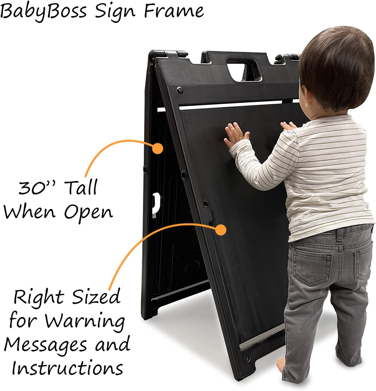 Two-Sided BabyBoss Sidewalk Sign Frame with Slide-In Feature/A-Frame Sandwich Board for 24 x 18 inch Signs, Plastic