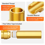 GASHER 2PCS 3/8" NPT (F x M) Brass Long Nipple 3" Length Pipe Fitting