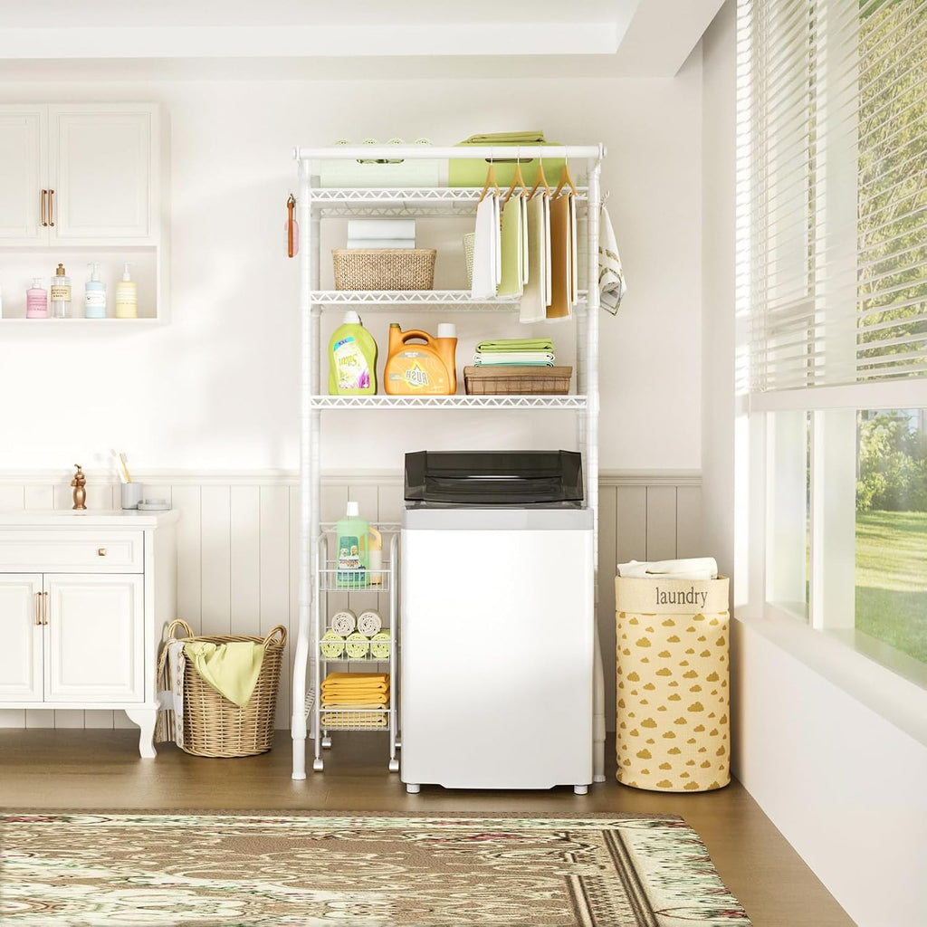 U11 Over Washer and Dryer Shelves, 3 Tiers Laundry Room Storage and Organizer Standing Shelf, Metal Freestanding