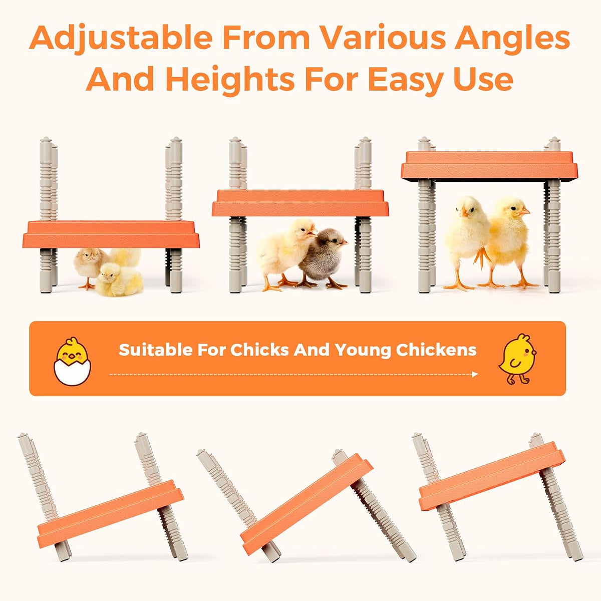 Large Chick Brooder Heating Plate 12" x 12" with Anti-Roosting Cone, Stepless Adjustable Height for Up to 25 Chicks