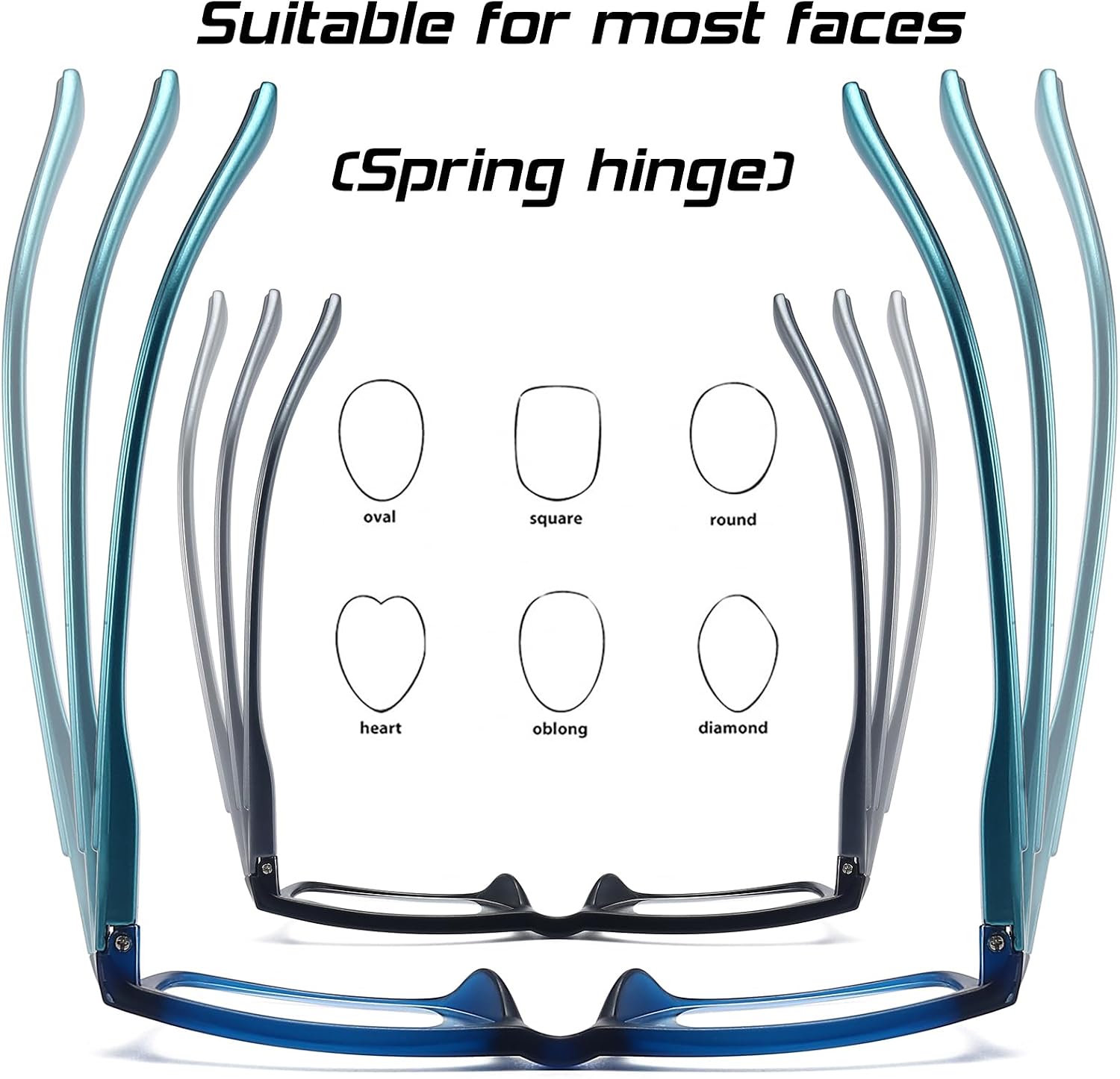Reading Glasses for Men/Women with Spring hinges Professional Computer Readers with Blue Light Protection and Case