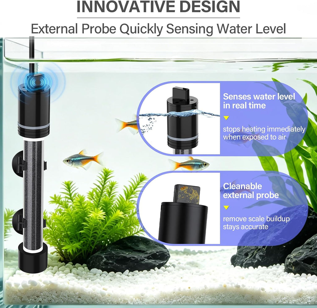 ECO Precise 500W Aquarium Heater Submersible, for 55-100 Gallon Fish Tank, ±0.5℃ Dual Probe Controller, Overheat &