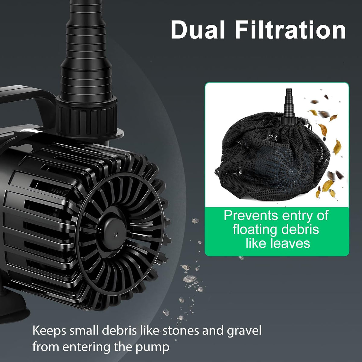 1800 GPH Pond Pump, 100W for Fish Ponds, Fountains & Waterfalls