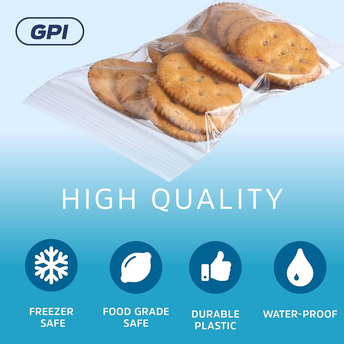4"x6" Zip Bags, 100 Pack, 2 Mil, Reclosable, for Storage, GPI
