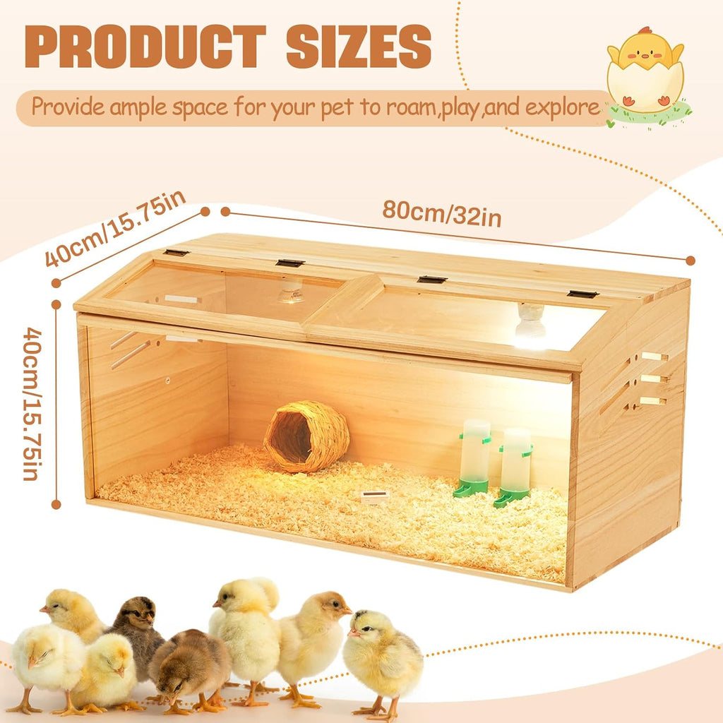 Chicken Brooder Box, Wooden No Legs, 32 x 16 x 16 in