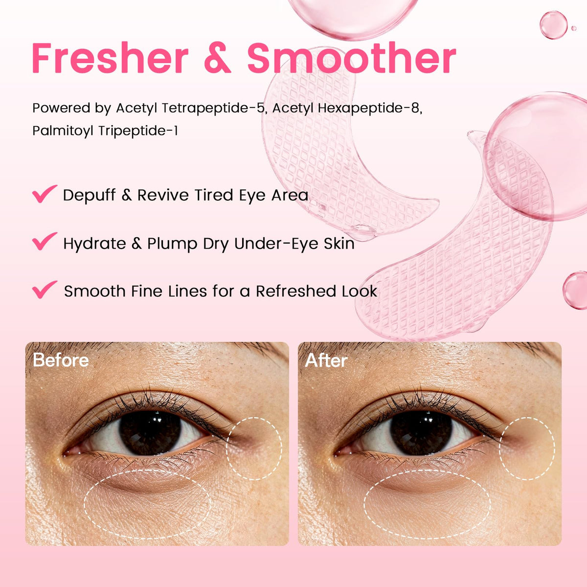 Peptides Under Eye Patches for Puffy Eyes & Dark Circles, 30 Pairs