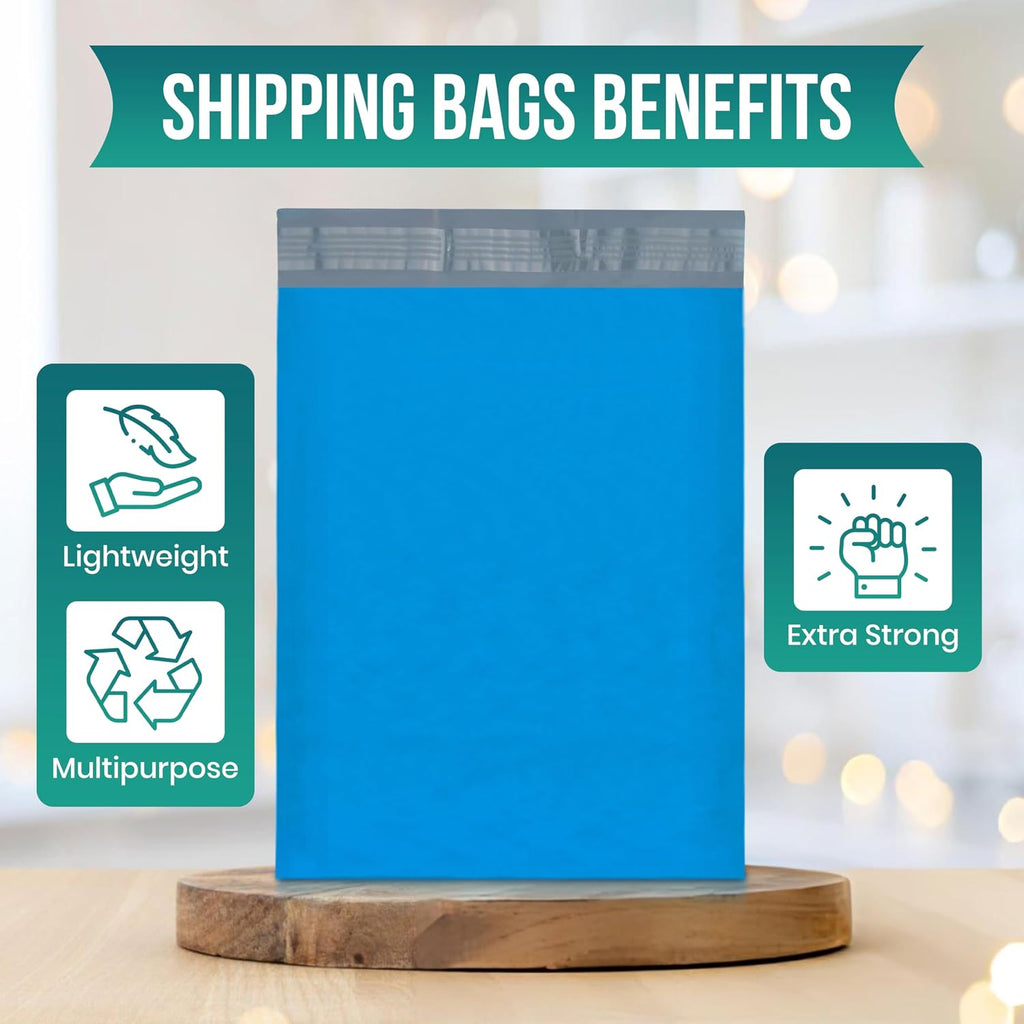 #7 19x24 [100 Pack] Blue Poly Mailers Shipping Bags, Strong Mailing Envelopes, Multipurpose Mailers, Waterproof &