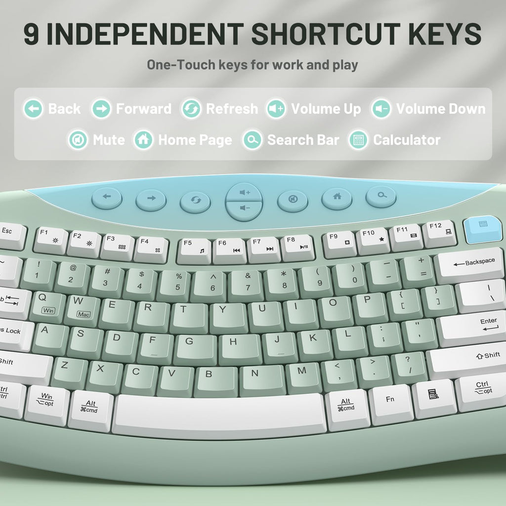Wireless Keyboard and Mouse Combo Silent for Office,Ergonomic Curved Design