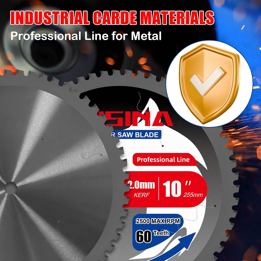 10" Table Saw Blade, TCT Metal Cutting Saw Blades with 60T