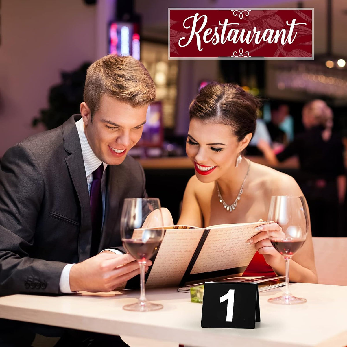 Table Numbers 1-50 Acrylic Double Sided Tents for Restaurant, Black