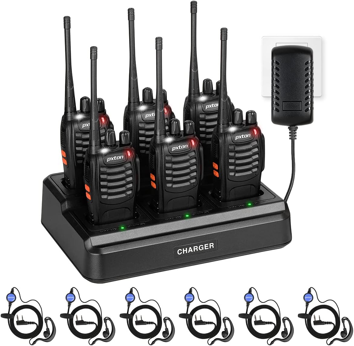 walkie talkies for Adults Long Range with Upgraded Earpiece（6 Pack） | Rechargeable Portable Two Way Radios/Rugged/ 6
