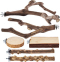 6-Piece Bird Perch Set - Natural Wood Grape Sticks, Paw Grinding Forks, Bird Stand & Toys for Parakeets, Cockatiels