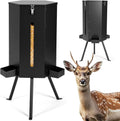 3 Patio 50-75 Lbs Large Deer Feeder with Visible Window Heavy Duty Metal Free Standing Deer Feeding Barrel Hunting