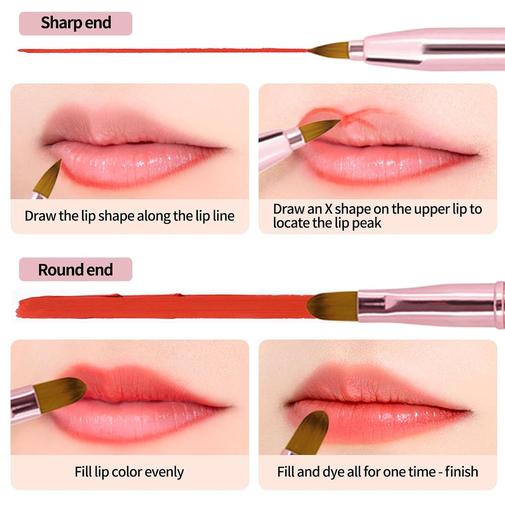 2 Pack Lip Brush for Lipstick, Retractable Lip Brushes, Dual-ended Makeup Brush for Lipstick Lip Gloss, Include Lid