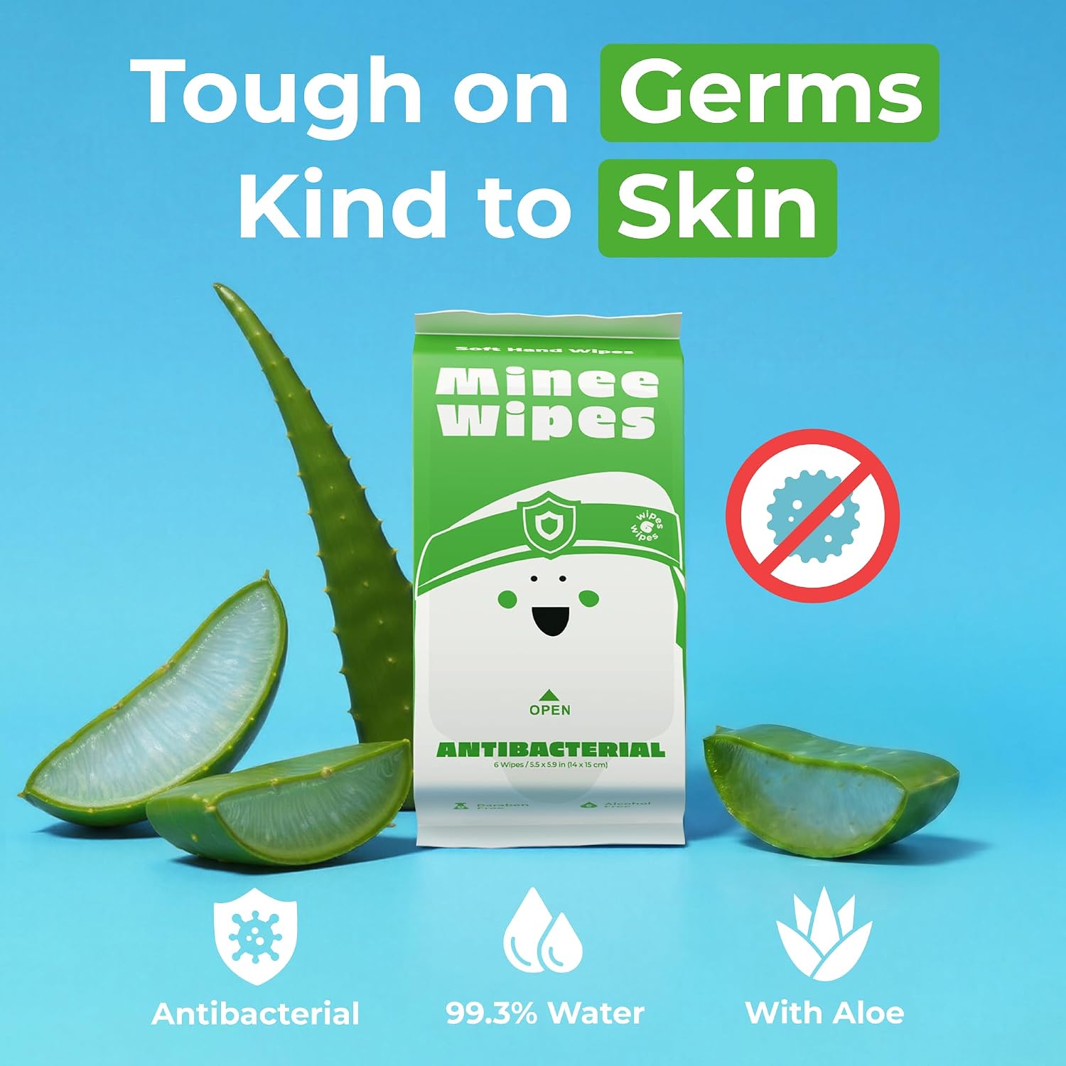 Impossibly Compact Travel Antibacterial Wipes Hand Sanitizer - 99% Water and Aloe - Safe for Sensitive Skin, Hand
