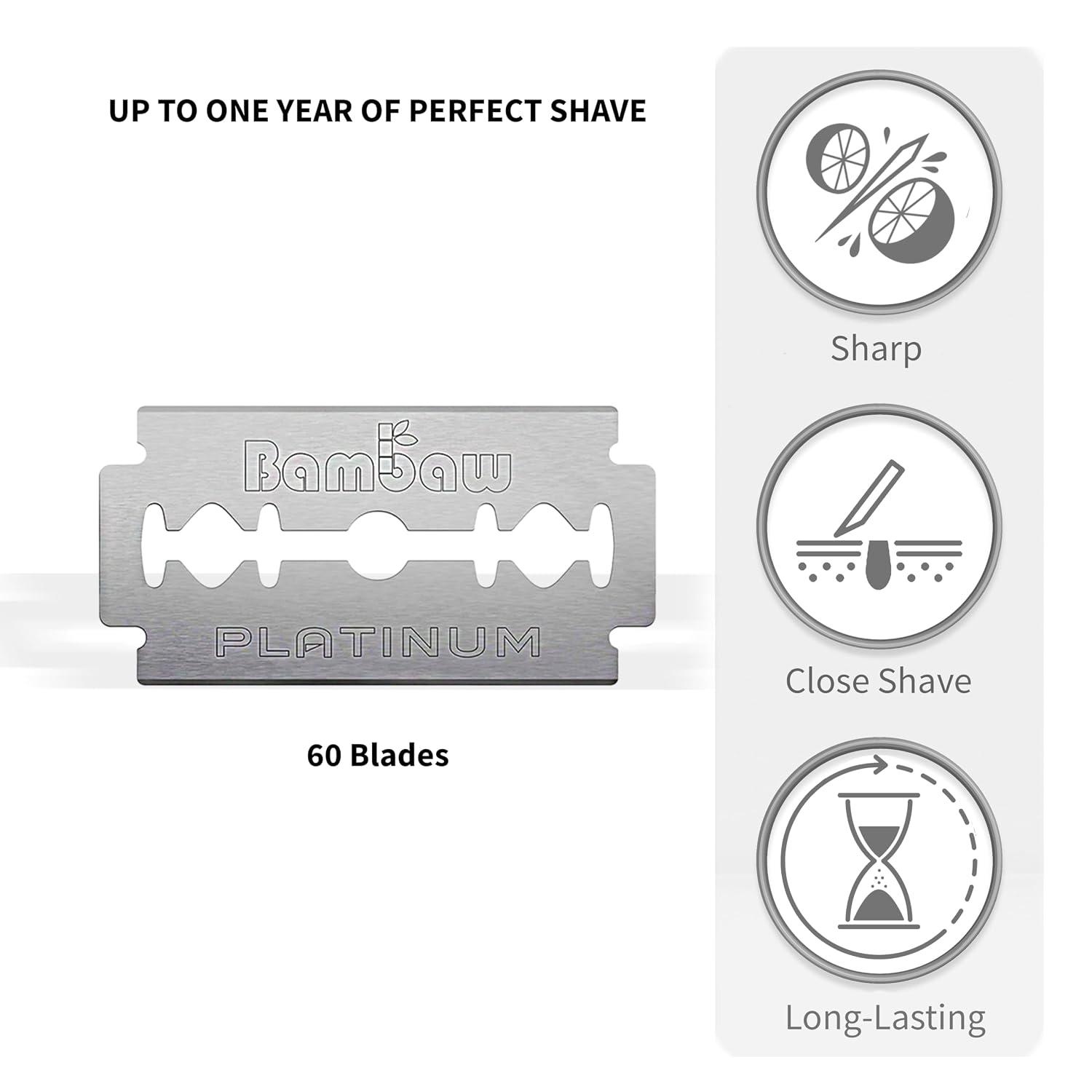 Safety Razor Blades for Men & Women, 60 Pack, Double Edge Razor Blades Refills, Platinum Swedish Stainless Steel