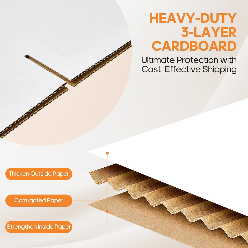 (4" x 4" x 4", 25 Pack) Shipping Boxes, White Corrugated Box Mailers